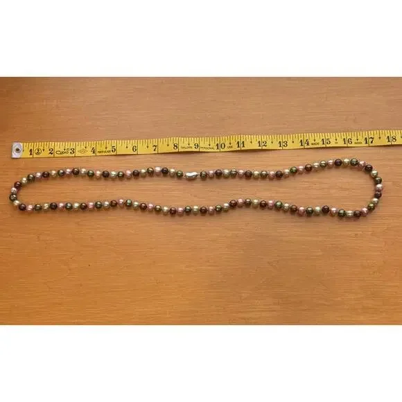 Honora  - 35 inch green, pink, cream freshwater pearl necklace - Picture 7 of 7